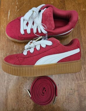 Puma X Fenty Creeper Phatty Rihanna Corduroy Red White Kids Shoes Size 3 New